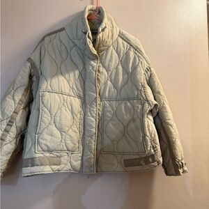 Zara Quilted Bomber Jacket in Cream
